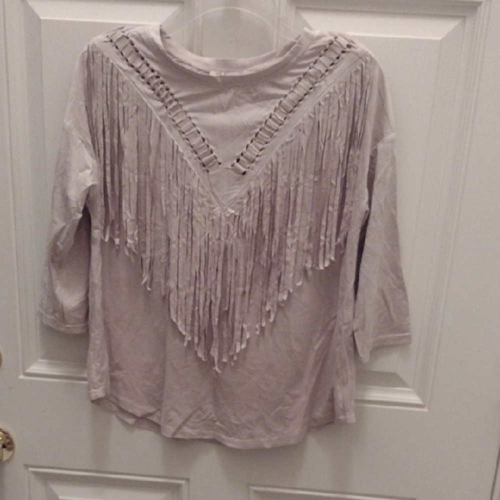 Women's Fringe Beige Top